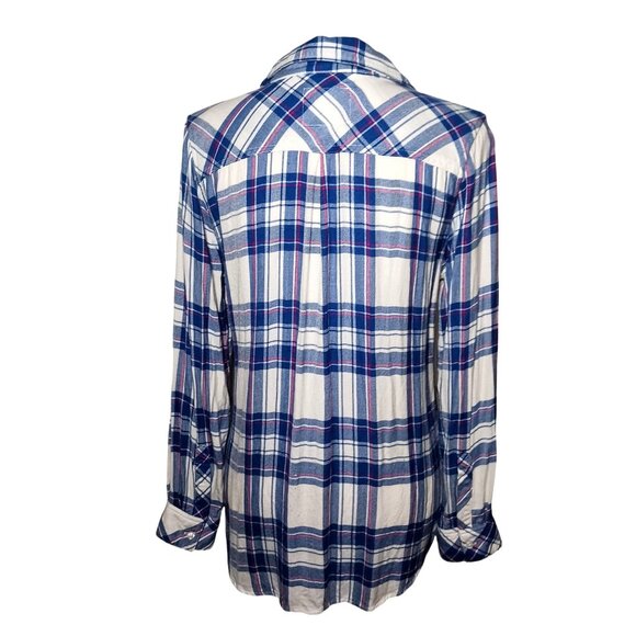 Rails Hunter Plaid Button-up Shirt Women's M Long-sleeve‎ White/Blue/Raspberry - Picture 4 of 12